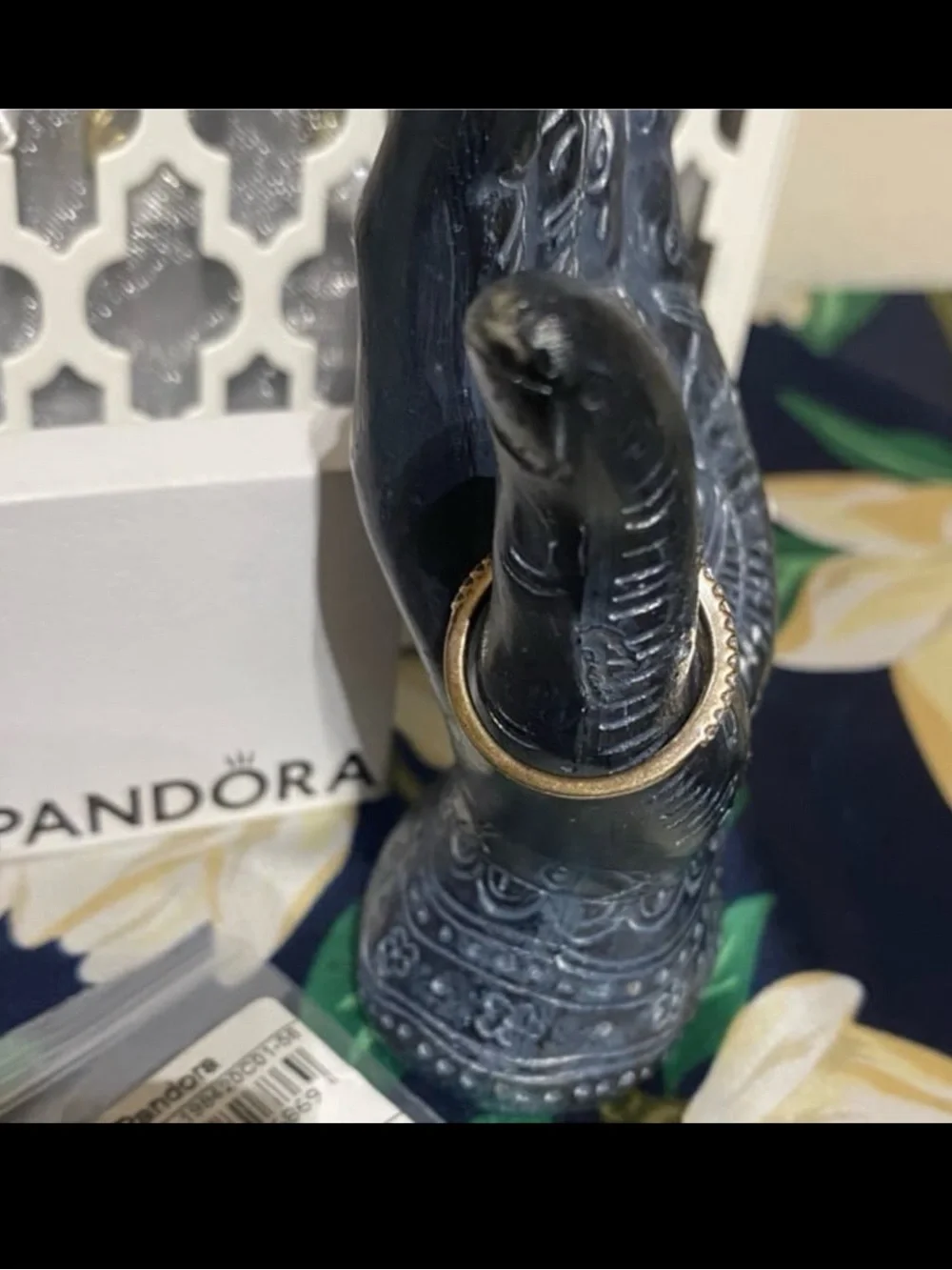 PANDORA SQUARE DIAMOND SPARKLE WISHBONE RING - Picture 5 of 8
